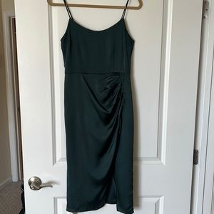 Abercrombie Satin slip dress with ruched side and slit
